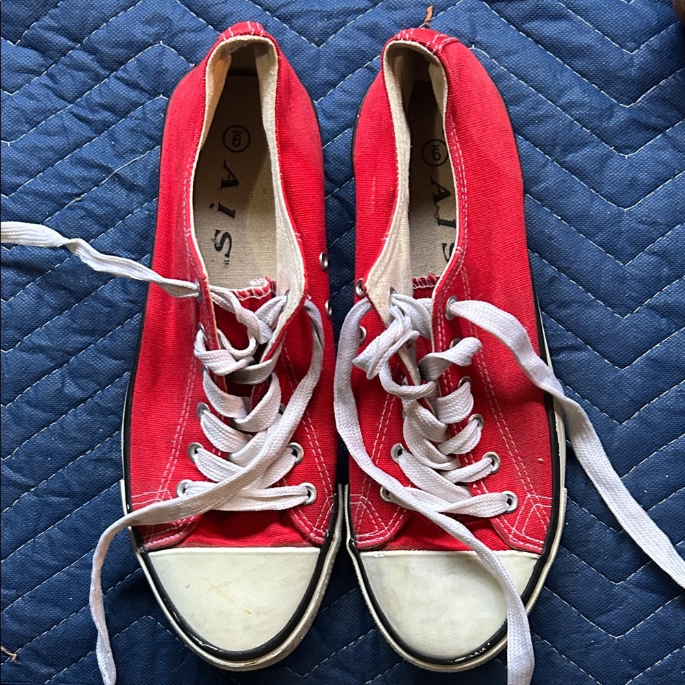 Red High-Top Sneakers with White Laces